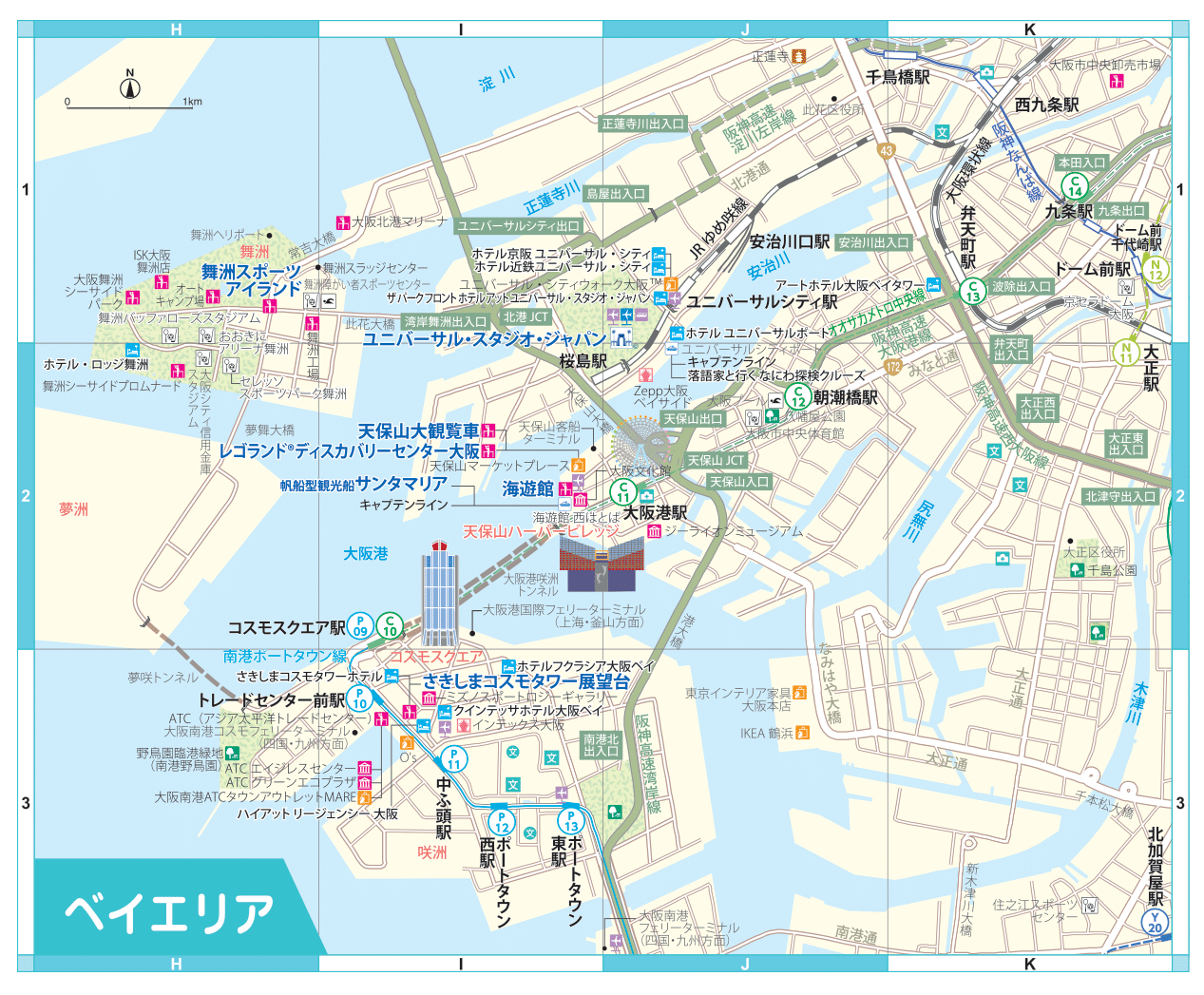 osaka map tourist
